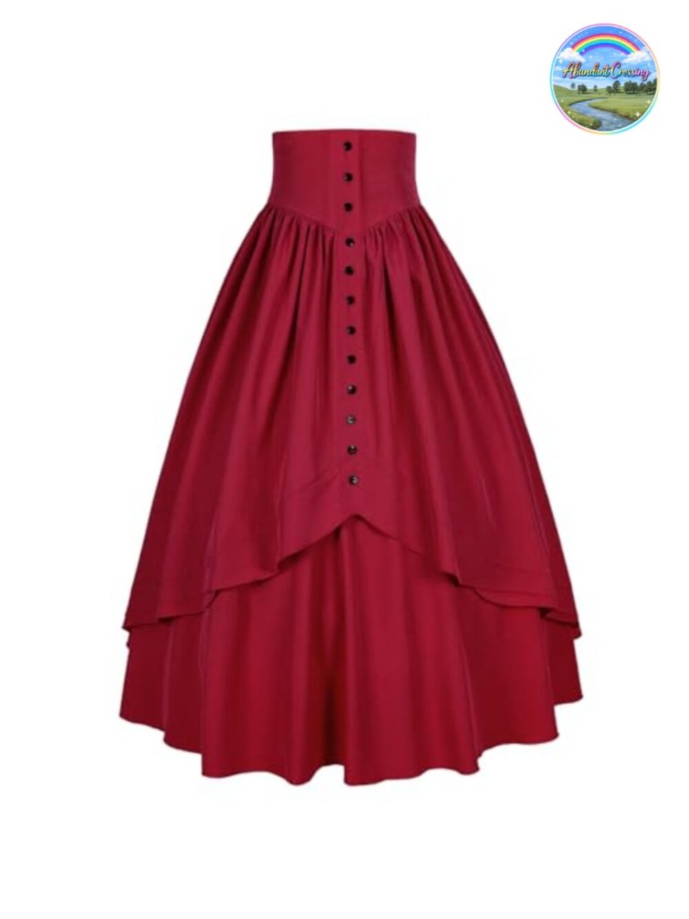 Victorian High-Waisted Renaissance Peasant Skirt Polyester A-Line Full